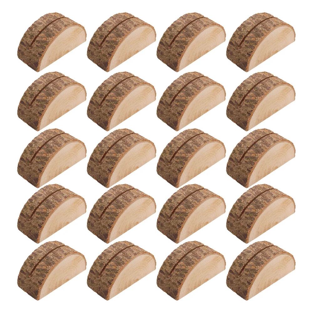 

20PCS Business Holders Semicircle Retro Bark ID Wood Pile Clamps for Home Wedding Party Decoration