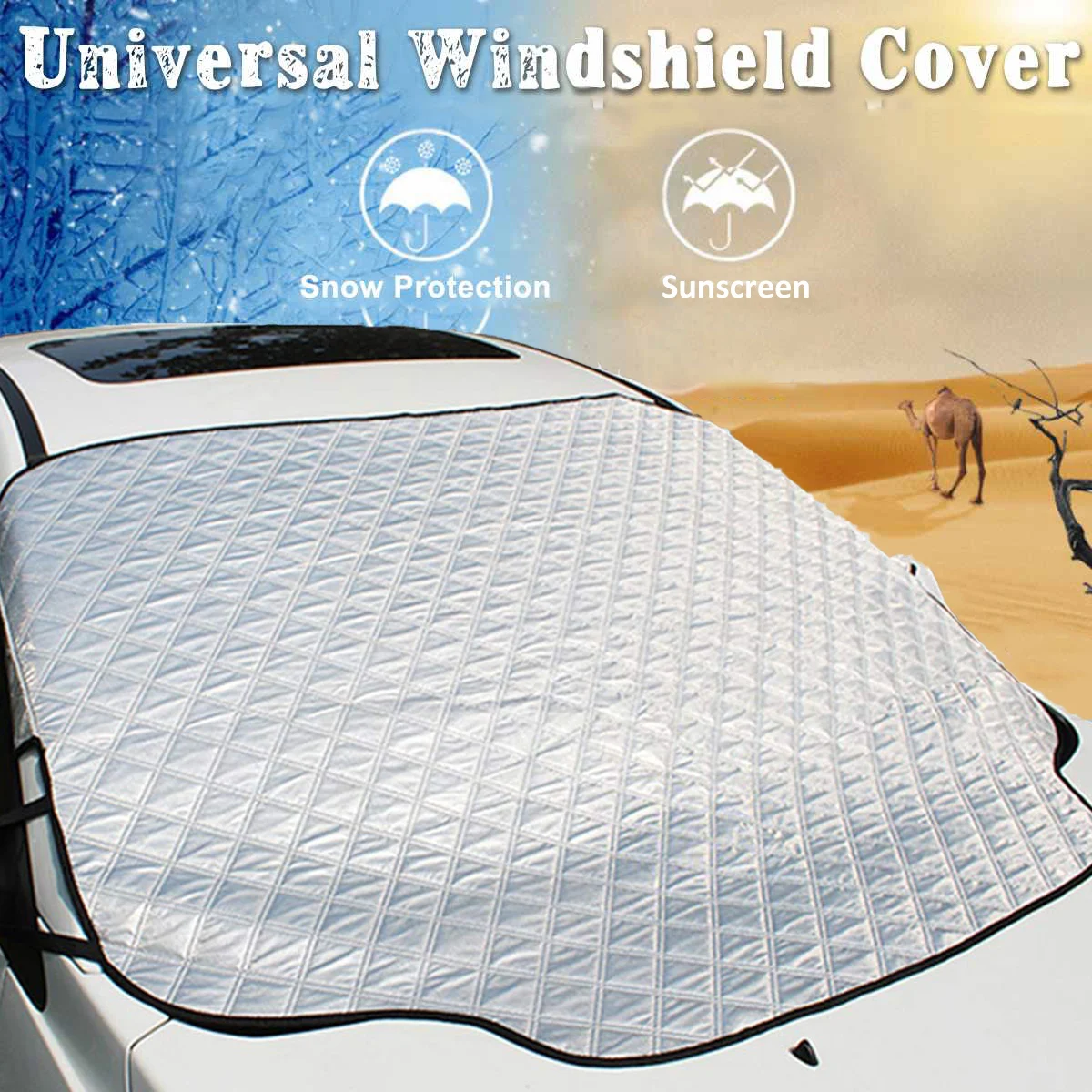

Car Windshield Snow Cover,Car Sunshades with Magnetic Edges Snow, Cotton Thicker Windshield Winter Cover Fit for Most Cars