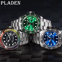 2021 new pladen men%e2%80%98s watches top fashion quartz green business waterproof dive watch stainless steel clocks relogio masculino