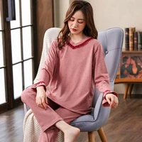 fdfklak m 3xl large size cotton pajamas women new spring autumn casual home clothes long sleeve trousers night suit pijama mujer