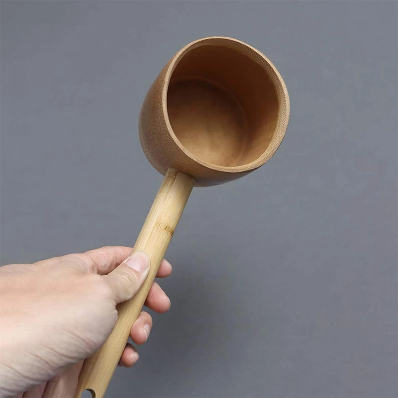 

Bamboo Water Ladle Tea Water Scoop Bathing Dipper Ladle Sauna Ladle for Kitchen Garden