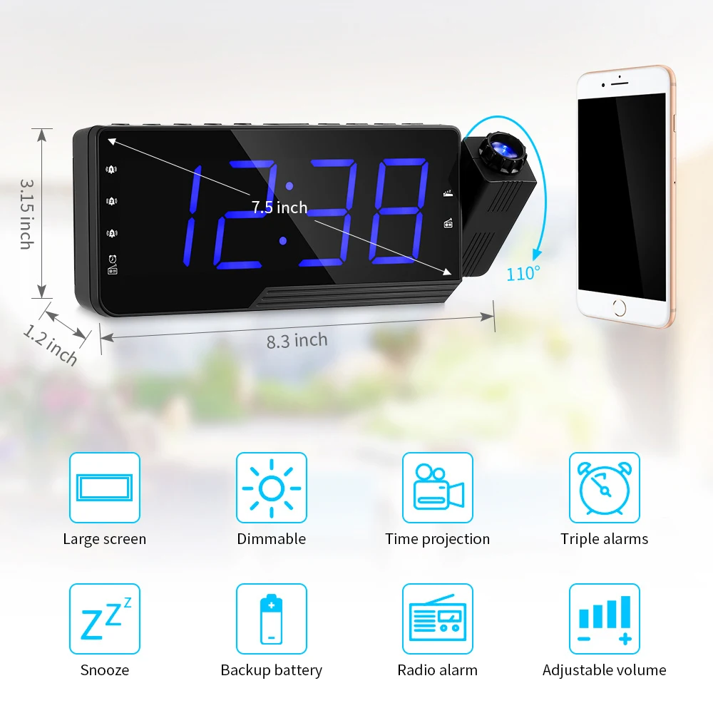 Цифровой радио Будильник проекционный таймер повторения сигнала температура