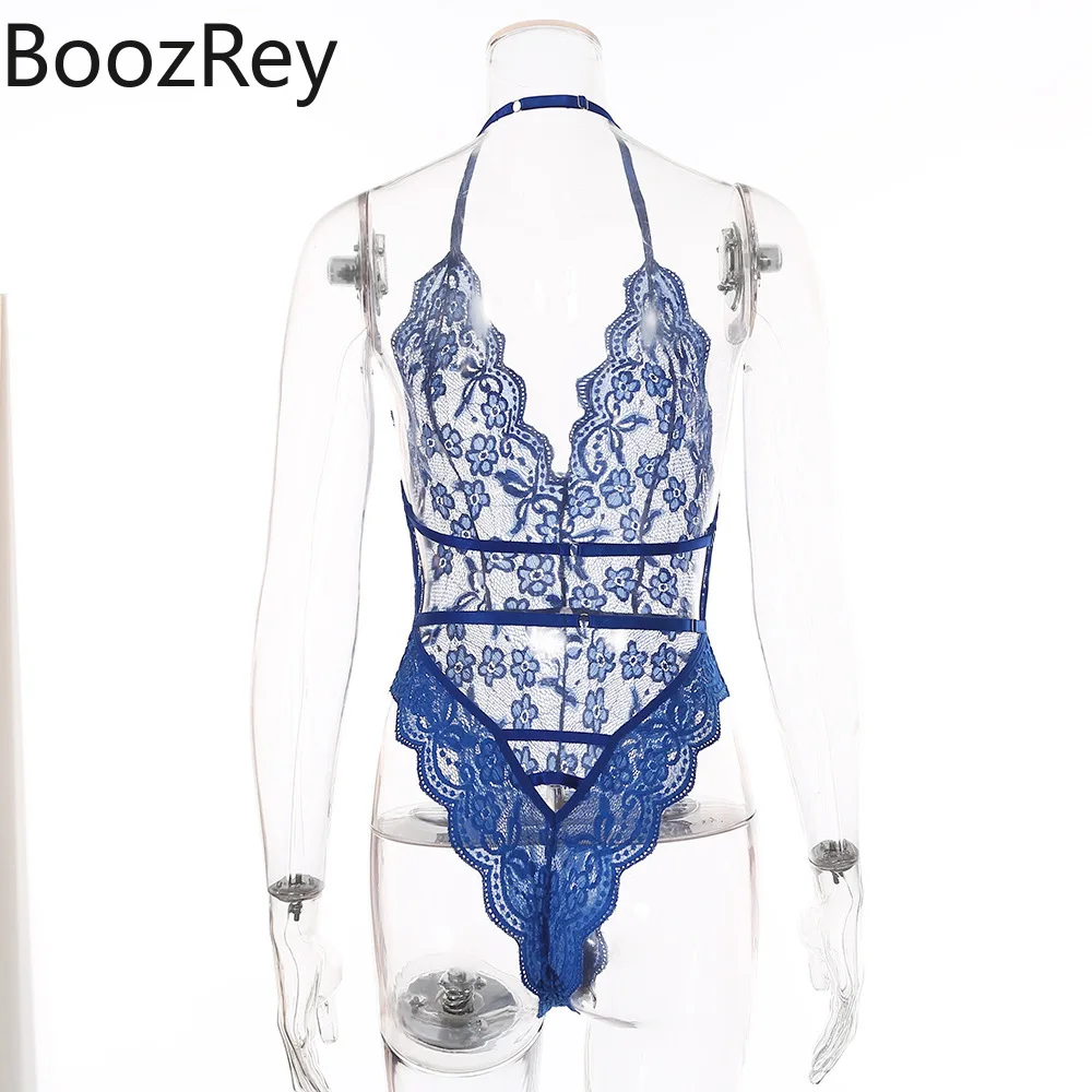 Сексуальное женское Кружевное боди BoozRey прозрачное Сетчатое с глубоким