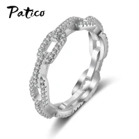 minimalist twist chain ring for women authentic 925 sterling silver simple finger ring korea style cz zircon fine jewelry
