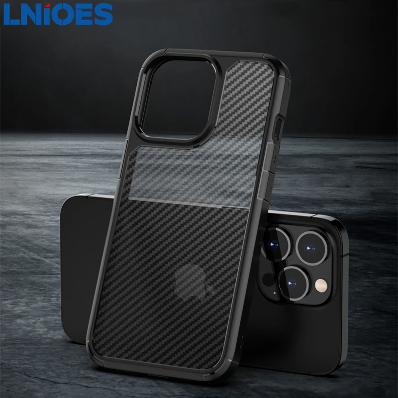 

LNIOES for iPhone 13 Case 13 Pro Mini Case Carbon Fiber Skin Transparent Airbag Shockproof Cover for iPhone 13 Pro MAX Case