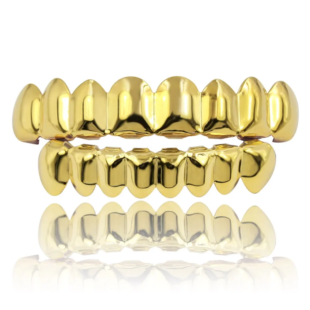 OH 8/8 Hip Hop Teeth Grillz Set Gold Silver Color Top &amp Bottom Body Jewelry Punk Cosplay Party Tooth Grills Gifts | Украшения и