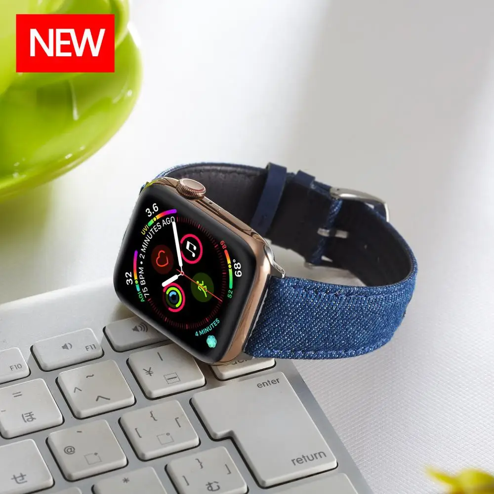 Ремешок джинсовый для Apple watch кожаный брезентовый браслет Iwatch series 654321SE 42 мм 38 44 40 |