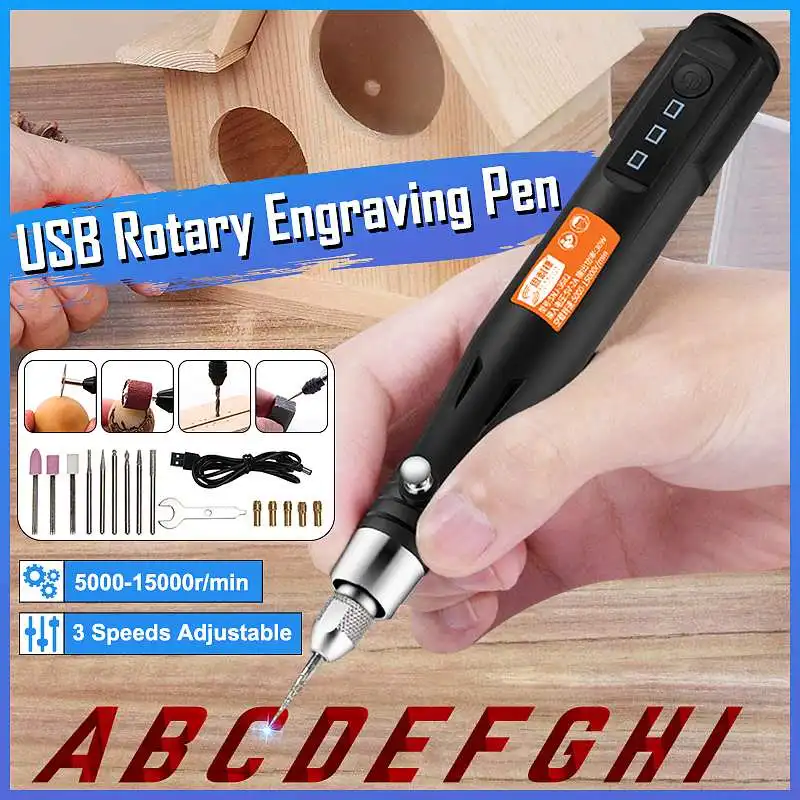 

15000r/min 3 Speeds Adjustable USB Engraving PenElectric Grinder Mini Drill Rotary Tools Grinding Machine Abrasive Tools