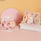 Домик для кошек и медведей MIA'S DREAMWORKS, кукольный дом С Пылезащитным чехлом, миниатюрный светодиодный кукольный домик сделай сам, игрушка-пазл, 2 стиля, подарок
