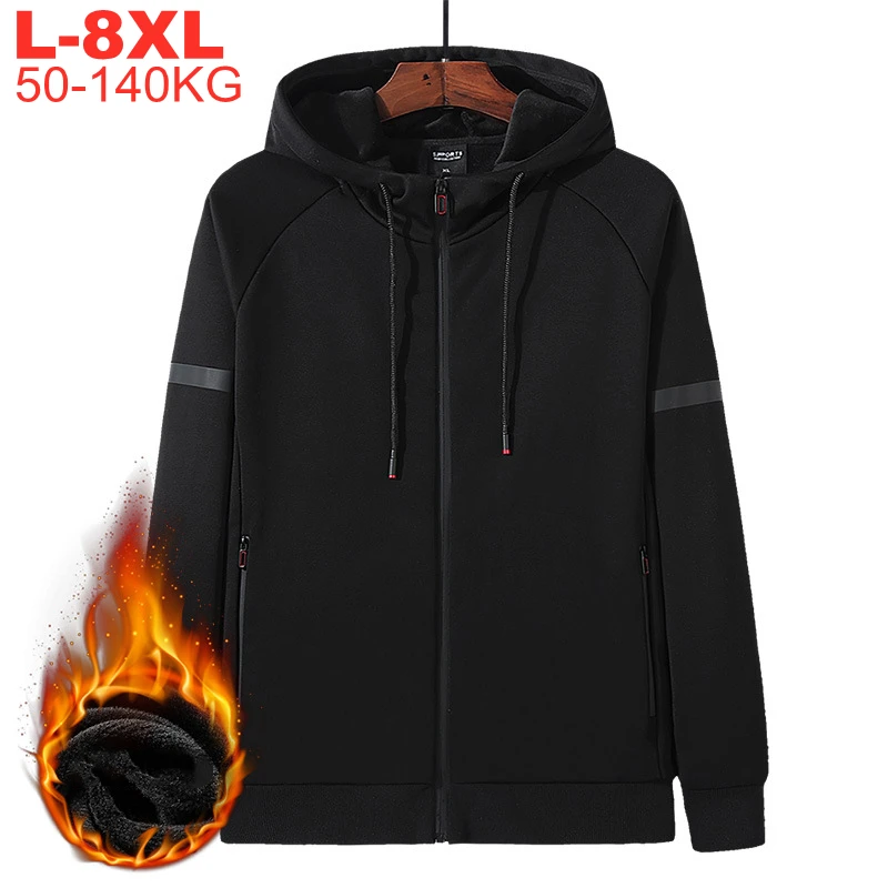 

Winter Thicken Men's Jackets Plus Size 8xl 7xl 6xl 5xl Hoodies Fleece Lined Casual Hooded Jacket Coat Male Warm Sports Coats Men