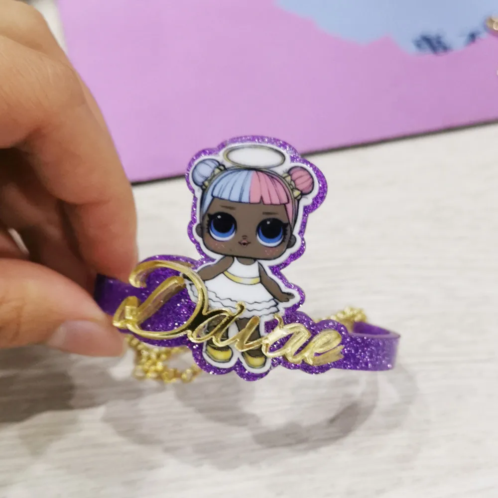 2021 New Children's Custom Set Cartoon Character Name Earrings Necklace Bracelet Kid Personality Cute Name Set Girl  Gift