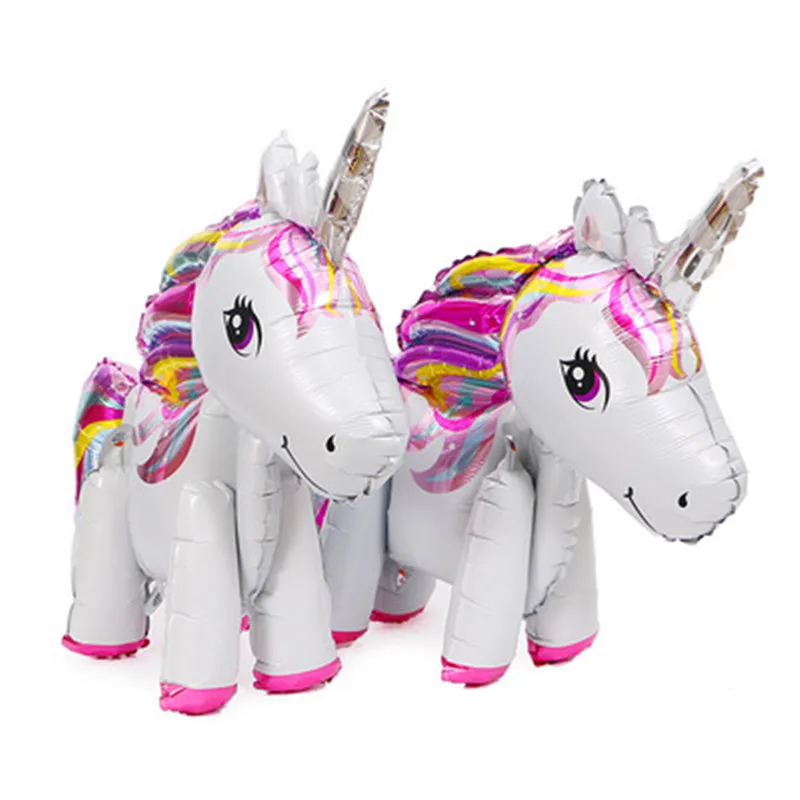 1 шт./упак. Алюминиевый фольгированный многоцветный воздушный шар единорога для