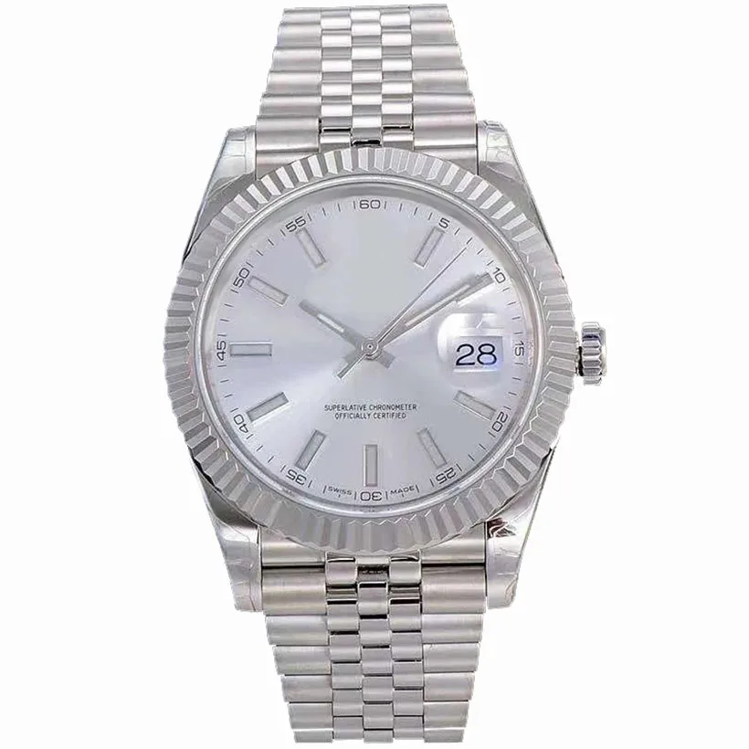 

Limited sale of 904L Luxury Silver Date-just-Mechanical 1:1 Men's Sapphire Glass White Dial Watch NOOB ETA 3235 AAA +