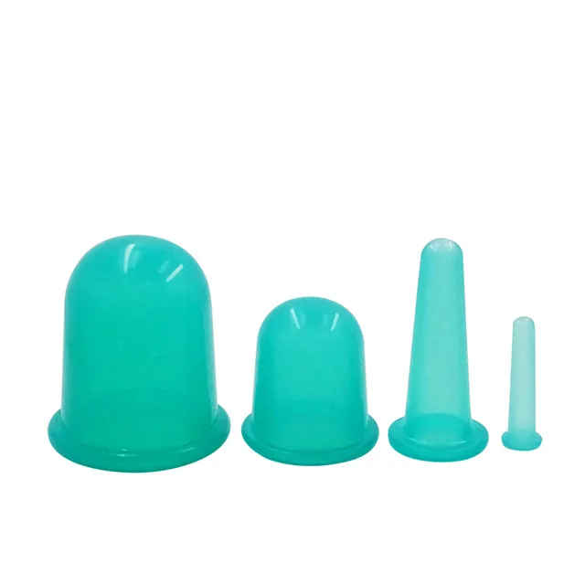 4Sizes Green 4 цвета силиконовые медицинские банки для терапии тела Набор чашек для лица шеи спины глаз массажный вакуумный банок анти-антицеллюлитный массажер присоска для здоровья - Цвет: 4Sizes Green