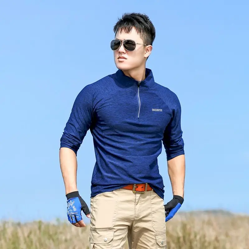 

Male Yoga Shirts Sports Tops Long-sleeved T-shirt Men Running Clothes Elastic Outdoor Biking Mountaineering Quick-dry Breathable