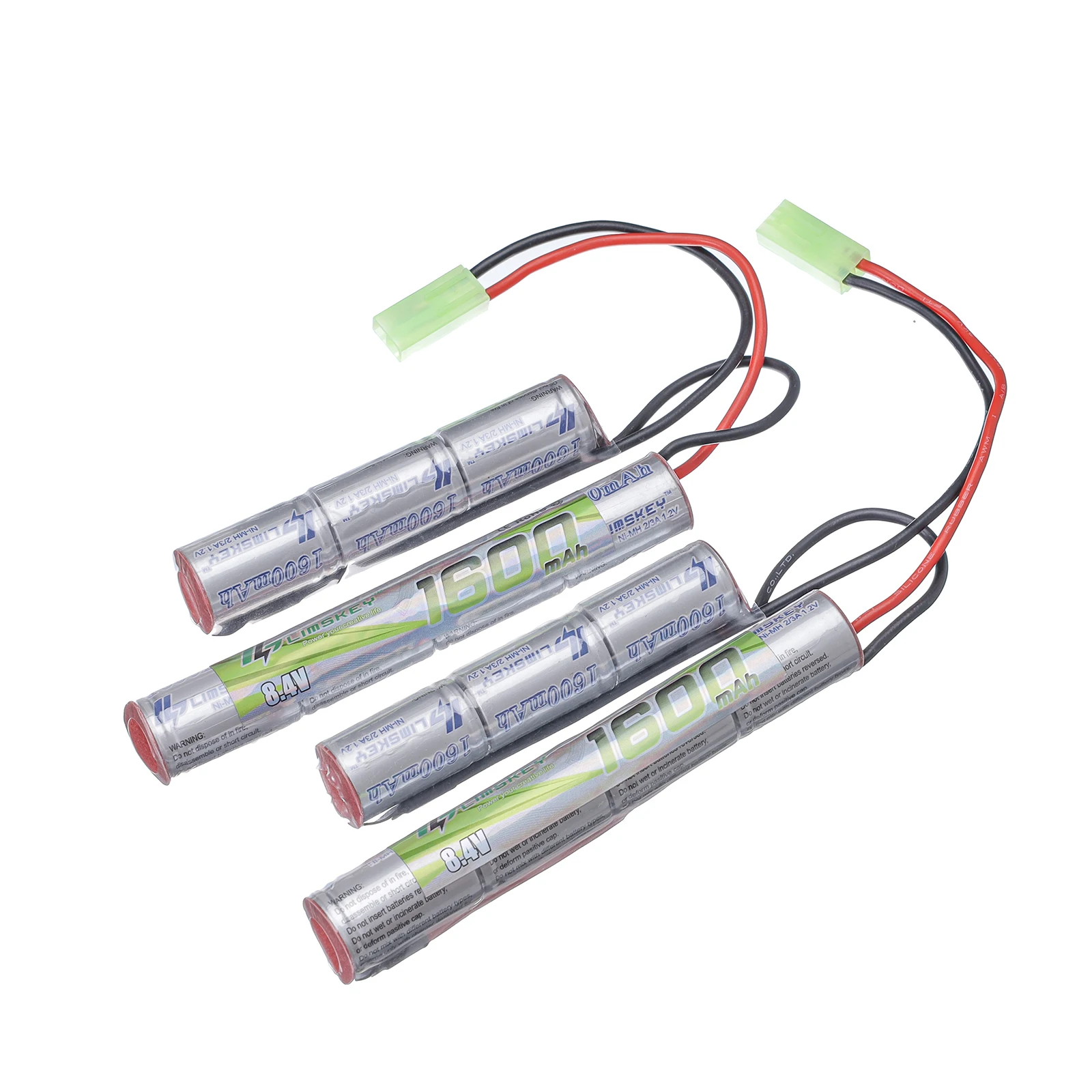 2pcs Limskey 2/3A 8.4v 1600mAh Butterfly Nunchuck NIMH Battery Pack with Mini Tamiya Connector for Airsoft Guns M110, SR25, M249