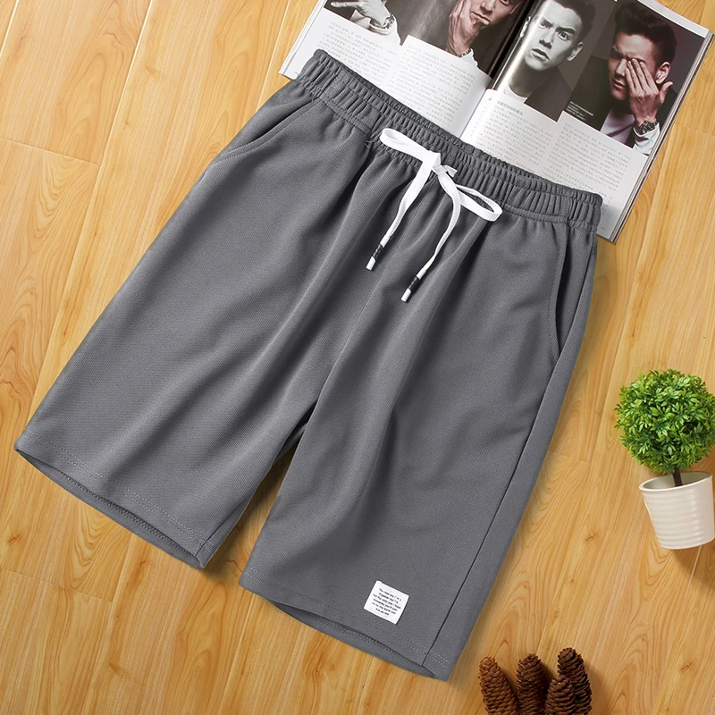 Mens Shorts Casual 2021 Summer Beach Sport Joggers Plain Half Trousers Solid Color Knee Length Pants Male Breathable Cool | Мужская
