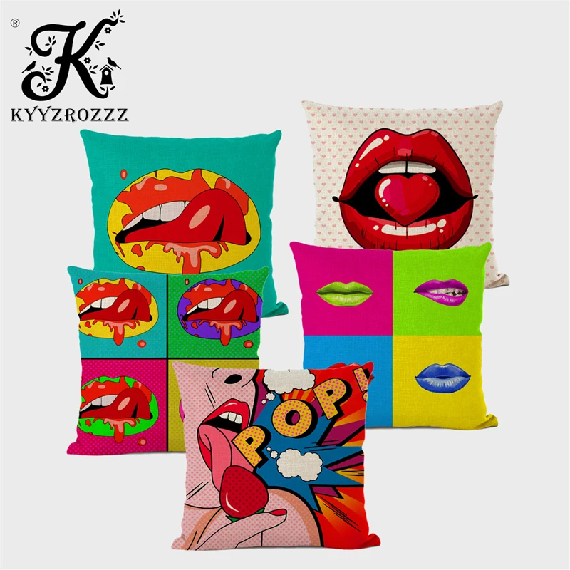 Сексуальный чехол для подушки Love Lips в стиле арт деко льняная наволочка с