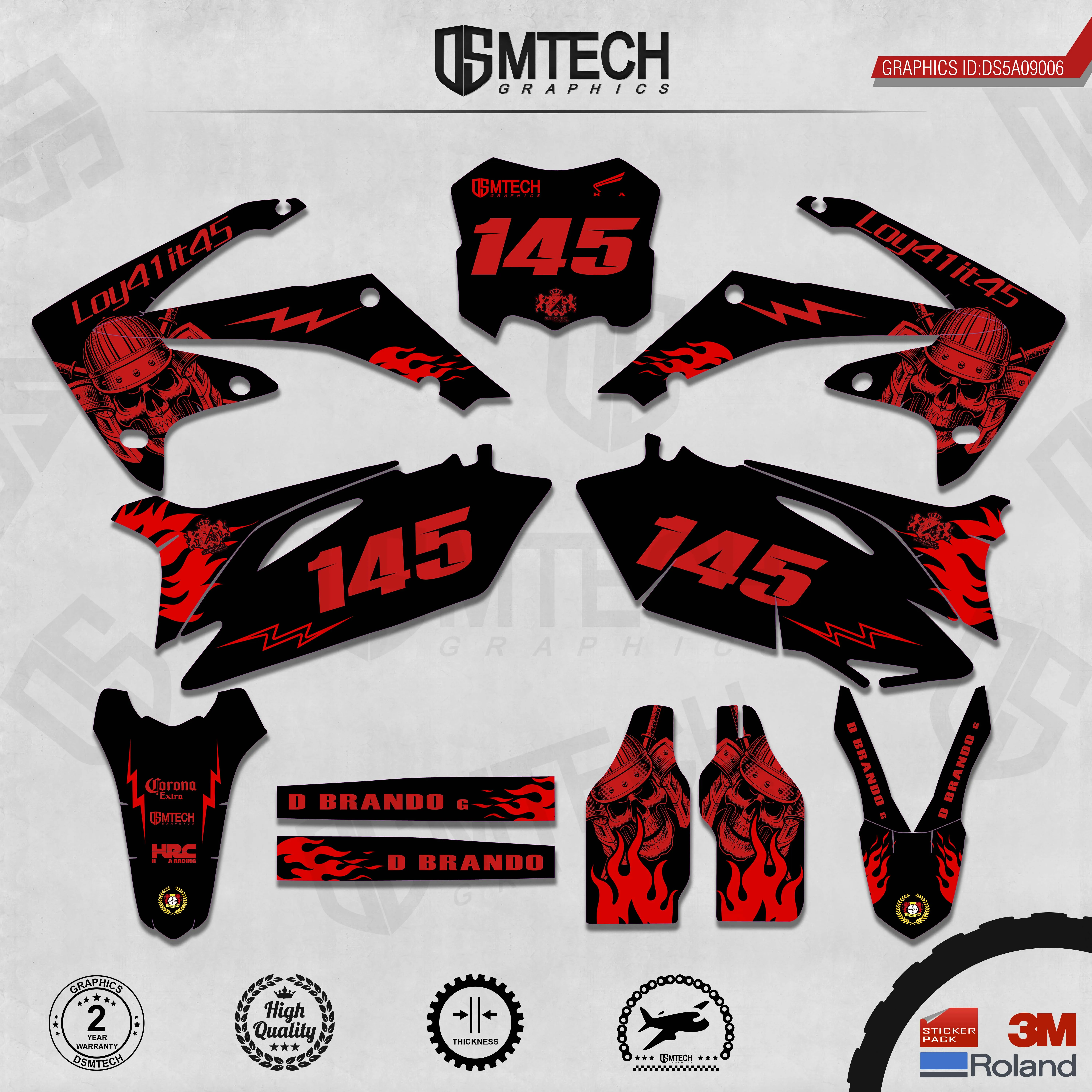 DSMTECH Customized Team Graphics Backgrounds Decals 3M Custom Stickers For 2010-2013 CRF250R 2009-2012 CRF450R 006