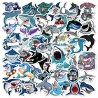 Водостойкая Виниловая наклейка для велосипеда наклейка в виде медузы, 50 шт., морской мир, синяя рыба, Акула, дельфин, шлем для ноутбука