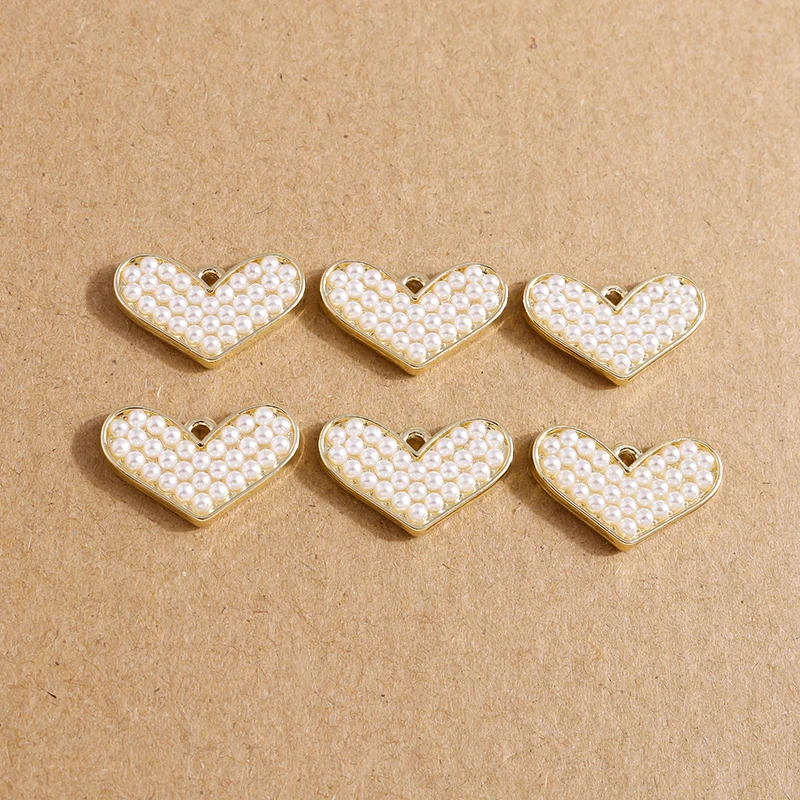 

4pcs 20*13mm Trendy Imitation Pearl Love Heart Charms Pendants for Making DIY Earrings Necklaces Handmade Craft Jewelry Findings