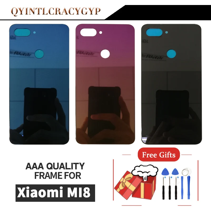 Задняя крышка из стекла для Xiaomi MI 8 Lite Сменный Чехол аккумулятора стеклянный