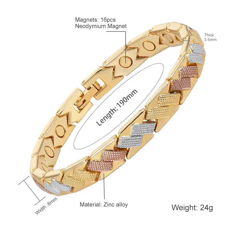 Женские магнитные браслеты эскалус стильные ювелирные изделия золотого цвета