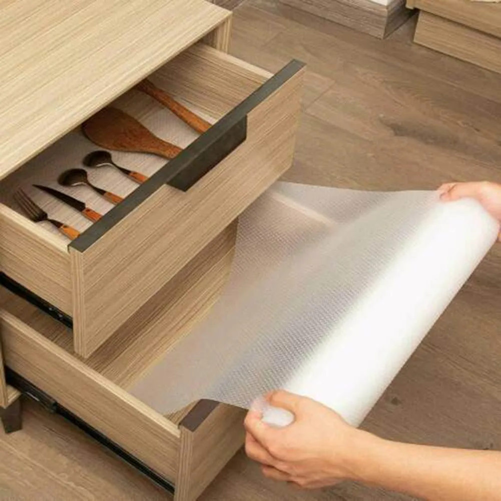 

EVA Non-Slip Clear Waterproof Oilproof Shelf Cover Mat Drawer Liner Cabinet Table Adhesive For Kitchen Cupboard Refrigerator