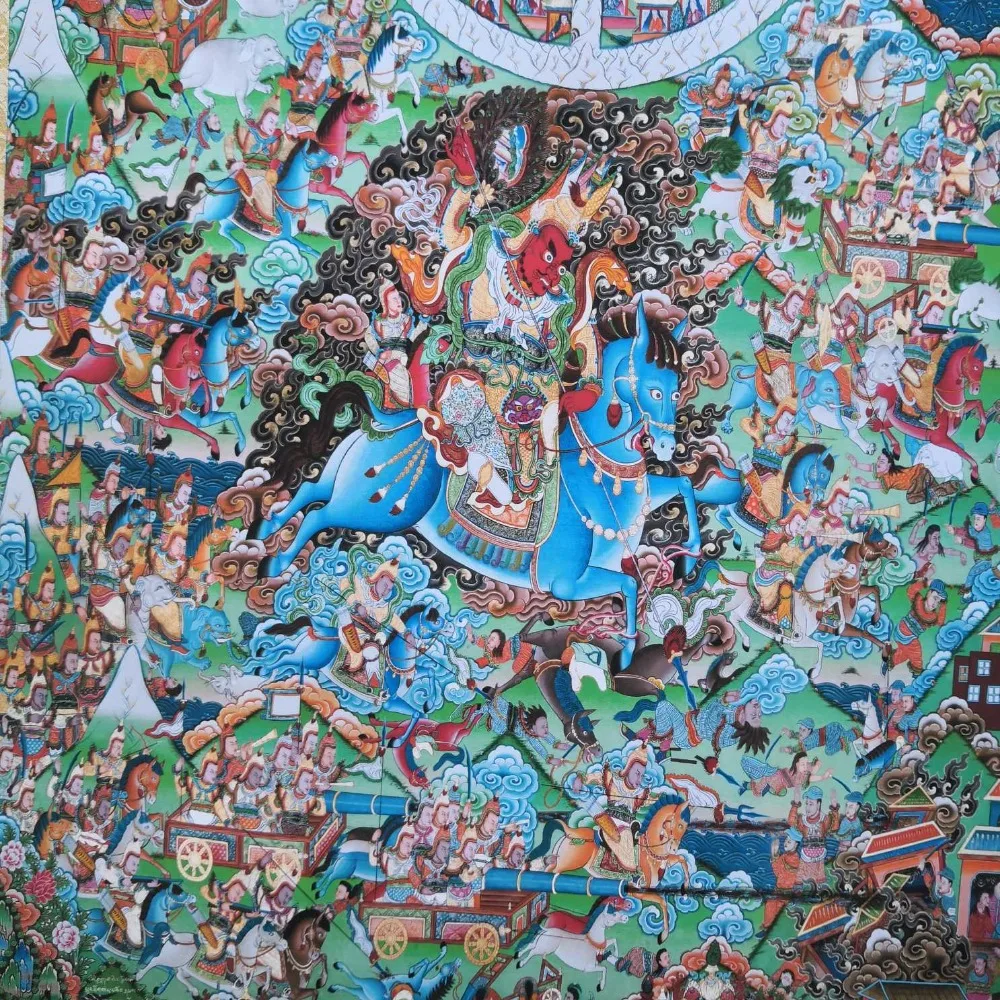 

China old Tibet Paper Thangka like hanging painting fengshui Tibetan Buddha