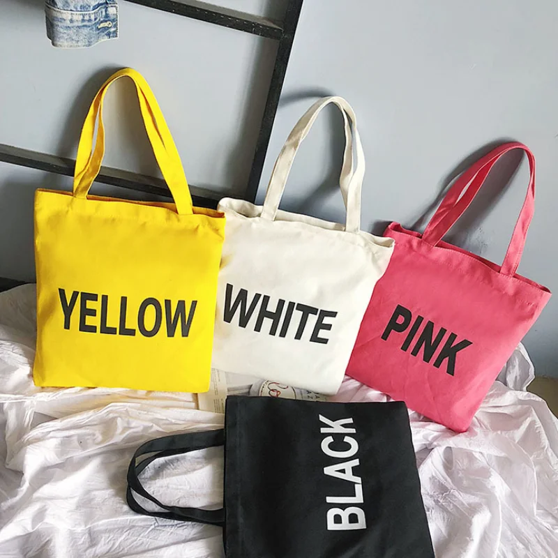 

Large-capacity Simple Shopping Bag Lady Handbags 2020 New Letter Printing Shoulder Bag Wild Canvas Lady Bag