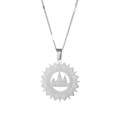 Imitation Rhodium Plated Lalish ожерелья с подвесками золотого цвета из нержавеющей стали Yezidi Faith Pilgrimage ювелирные изделия - Metal color: Imitation Rhodium Plated