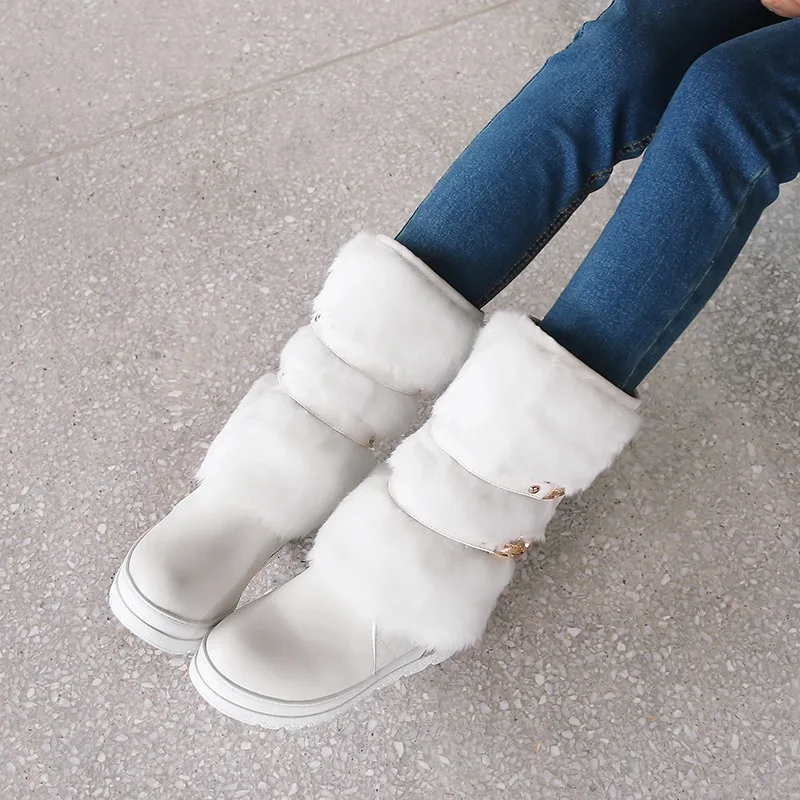

2021 Promotion Large Size Women Winter Boots Fashion Hidden Wedges Warm Fur Shoes Woman Platform Med-calf Snow Boots