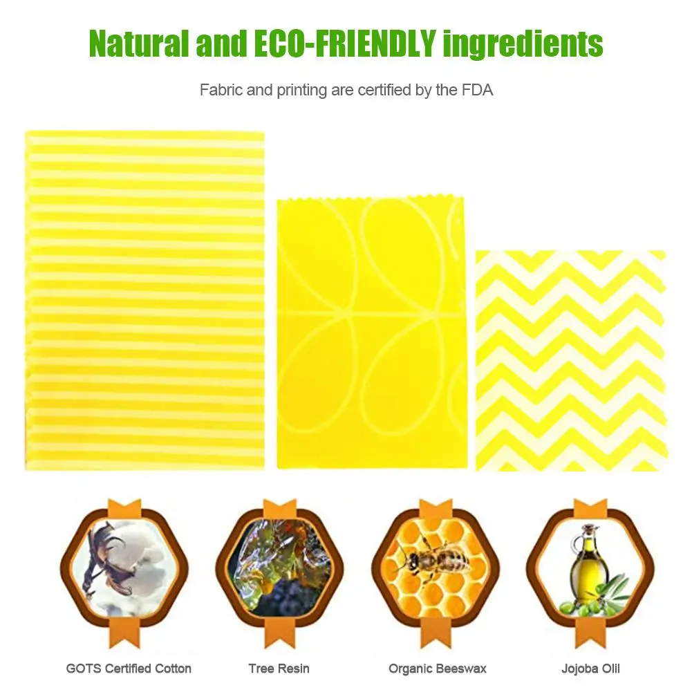 3 шт. пчелиный воск органический хлопок ткань для сохранения Экологичные