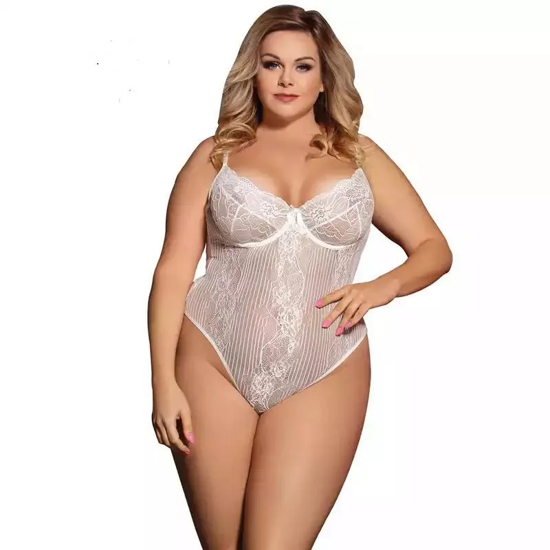

Sexy Lingerie Bodydoll Chemises Women Perspective Lace Mesh Body Shaperwear V-Neck One-Piece Underwear Pajama Bodysuit S-XL
