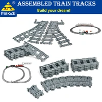 kazi quality diy city train rail straight curved tracks sets building blocks are suitable for varioustrains kid toy gifts