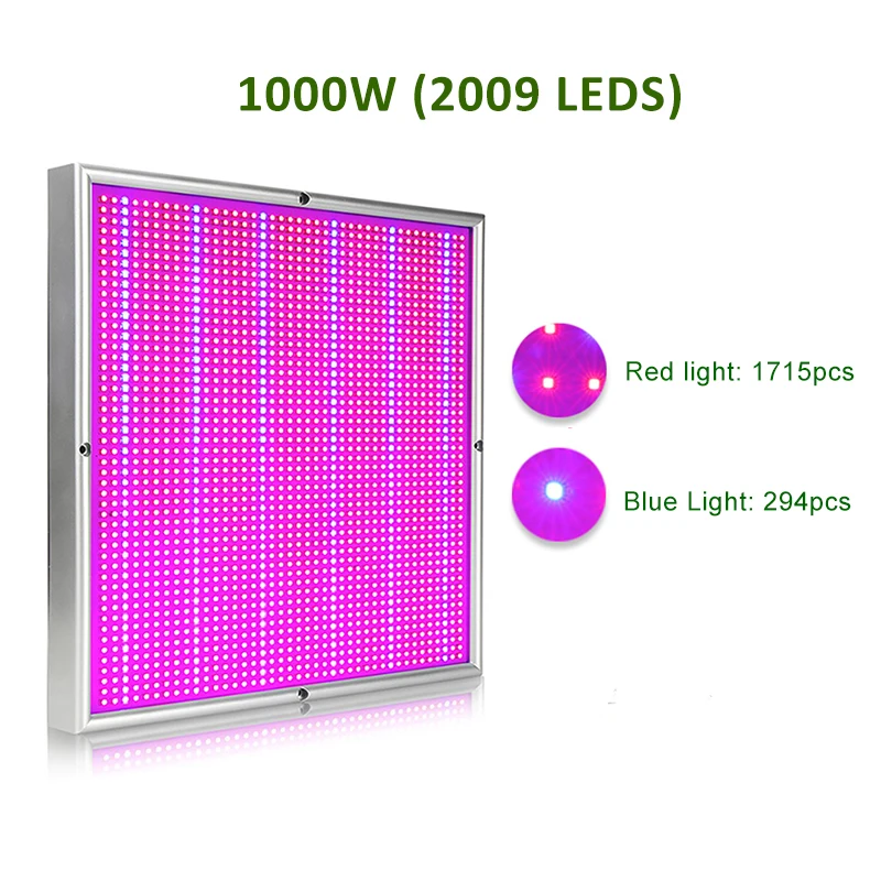 1pcs 1000W 1000 Вт 800 Вт 500 Вт Светодиодный светильник для выращивания в помещении, фитолампа для растений, цветов, полный спектр, светодиодный светильник для аквариума - Испускаемый цвет: 1pcs 1000W