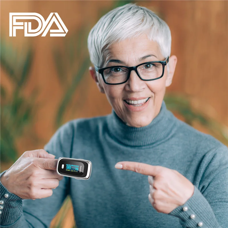 Пульсоксиметр Пальчиковый бытовой с OLED-экраном измеритель пульса и уровня