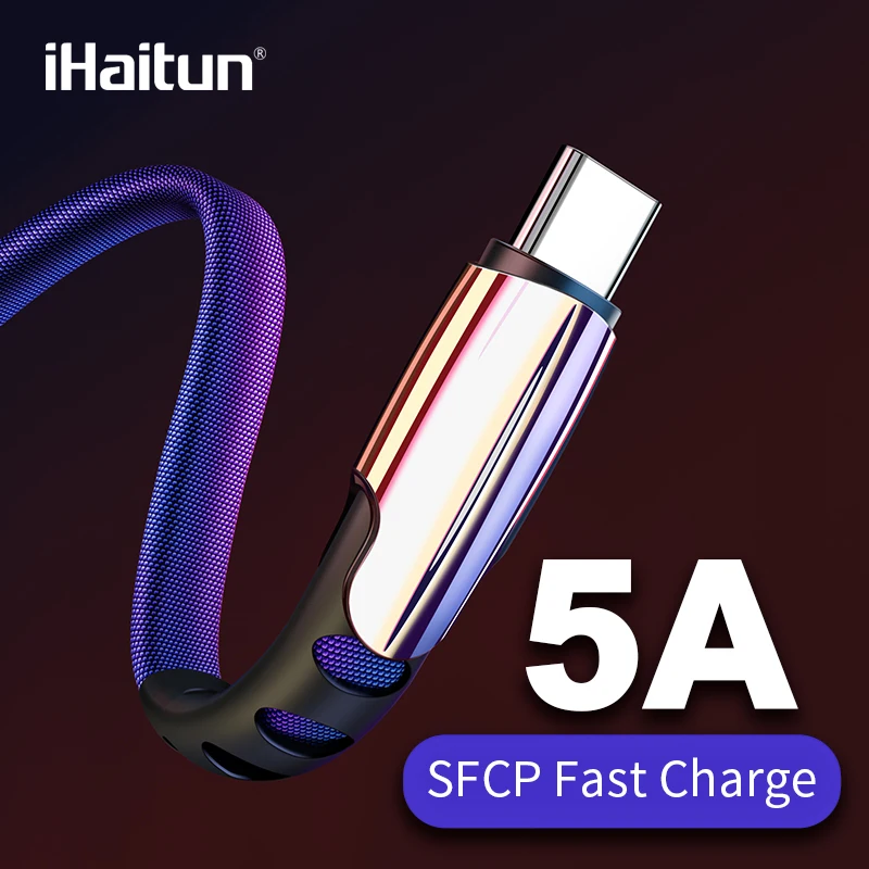 Кабель для зарядки iHaitun USB Type A/ C 5A 0.3м/ 1м/ 1.8м черный/ красный/ синий|Кабели