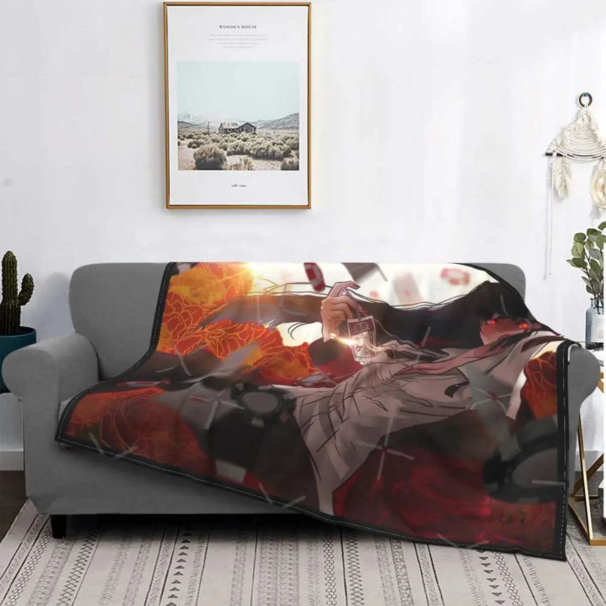 

Kakegurui-Manta Yumeko para cama, colcha a cuadros de lino, sofa cuadros, manta de пикник, colcha de verano