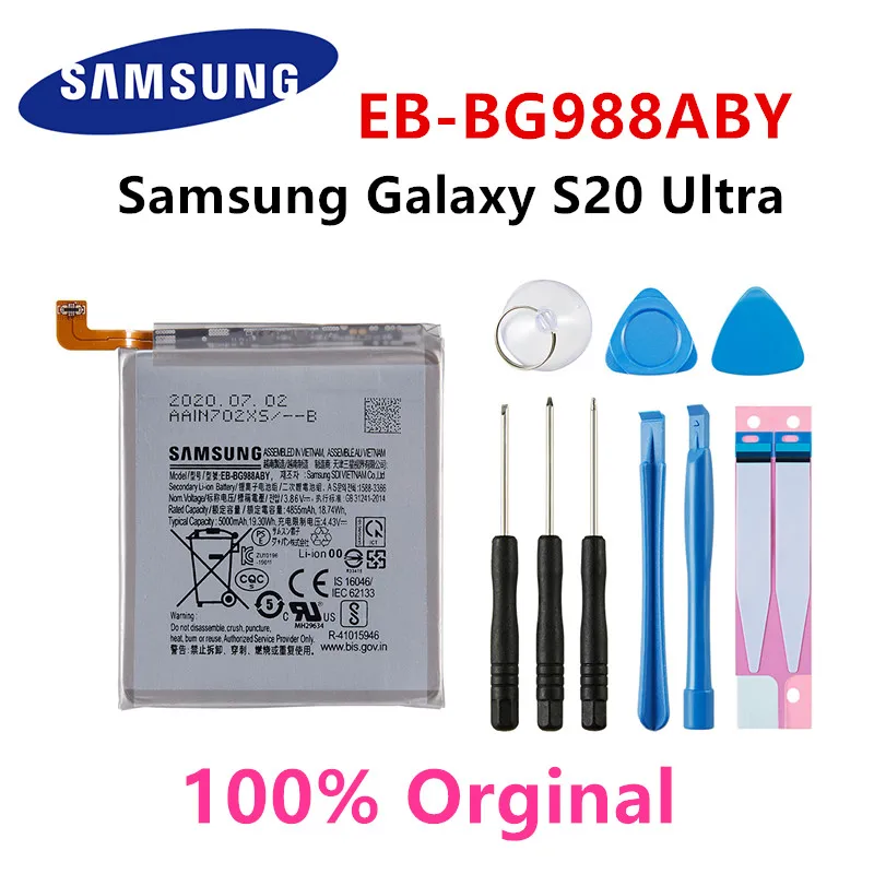 

SAMSUNG Orginal EB-BG988ABY 5000mAh Replacement Battery For Samsung Galaxy S20 Ultra S20Ultra S20U Mobile phone Batteries+Tools