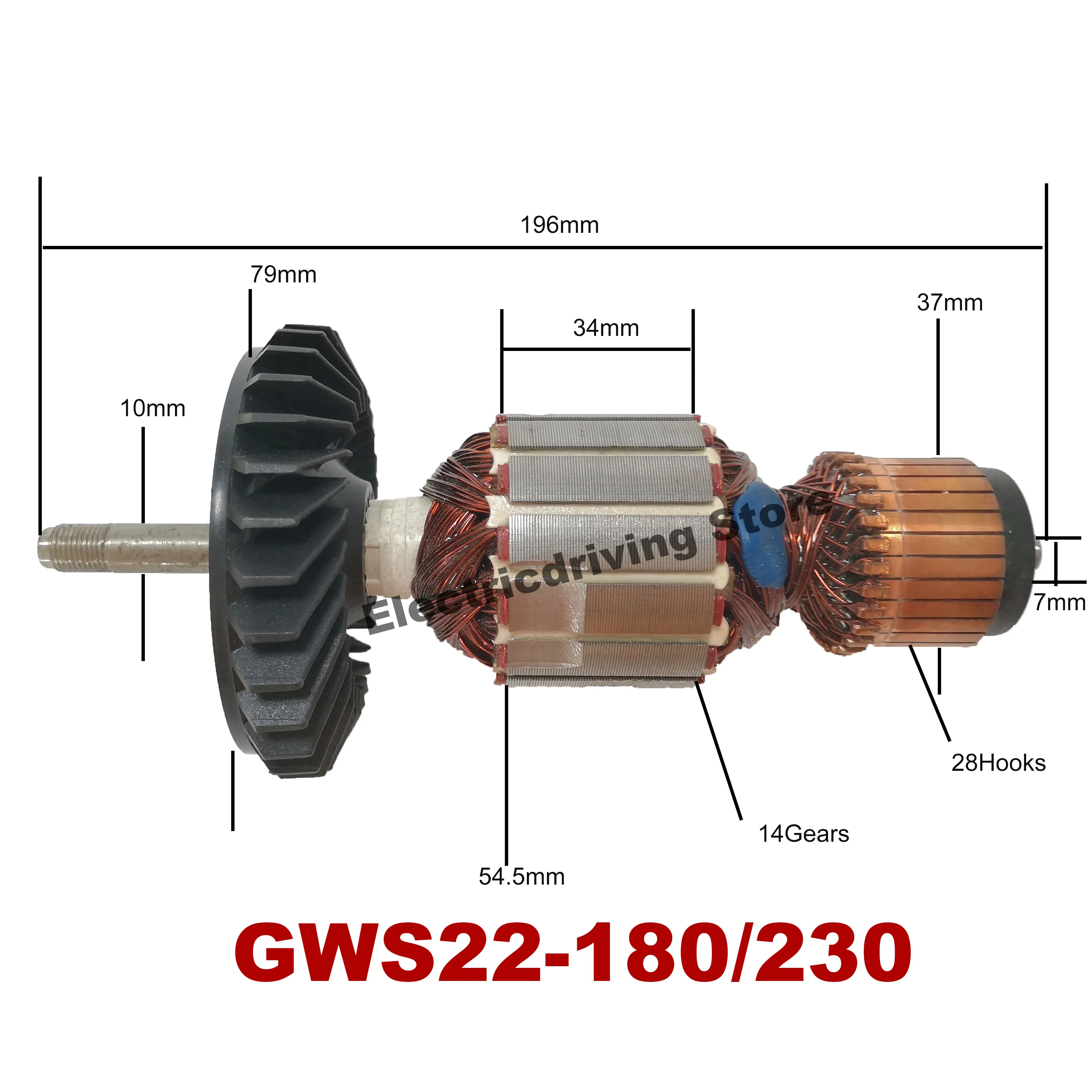 GWS22-180 230 AC220V-240V якоря Ротор двигателя Замена для BOSCH GWS20-180 230, GWS21-180 230, GWS22-180 230, GWS23-180 230, GWS24-180 230 - Цвет: GWS22-180 230