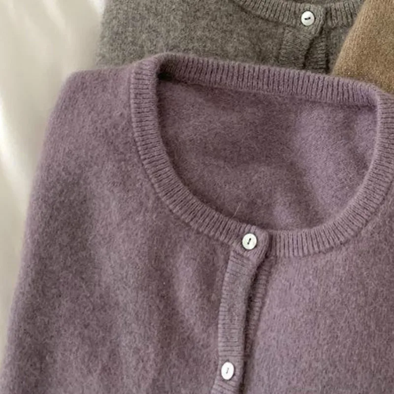 

Cardigan Sweaters Women Vintage Trendy Simple Pure Spring Fall Basic Lady Knitwear Temperament Soft Femme Clothing Basic Fashion