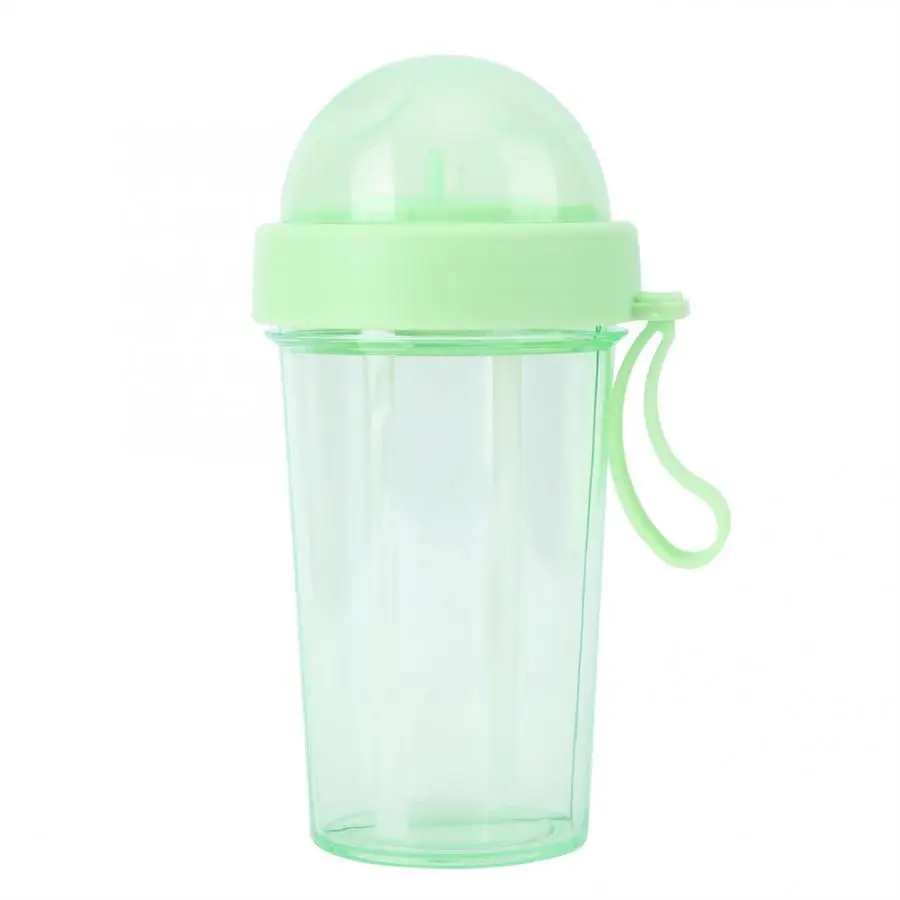 Green 420ml 420/600 мл двойная соломинка бутылка для воды портативная для путешествий на открытом воздухе пластиковая Герметичная Бутылка для сока воды Спортивная бутылка для питья - Цвет: Green 420ml
