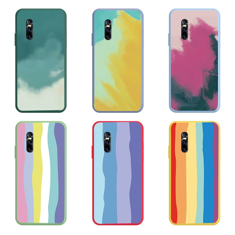 

Color Rainbow Soft TPU Shell For VIVO X27 X27Pro Case Silicone Matte Fundas For VIVO X27 X27Pro Case Flower Fetal Fashion Case