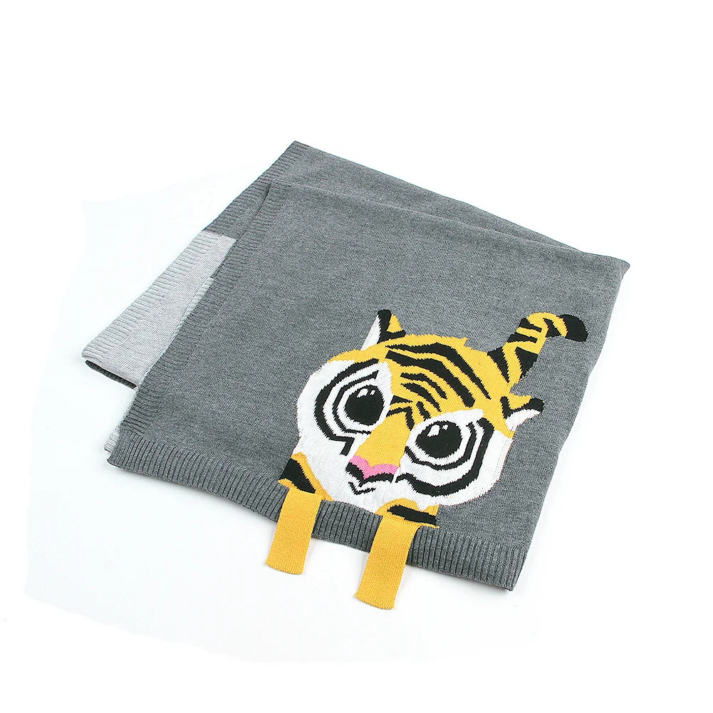 Лидер продаж, детское трикотажное одеяло с мультяшным тигром, детское одеяло для новорожденных, аксессуары для улицы, фото