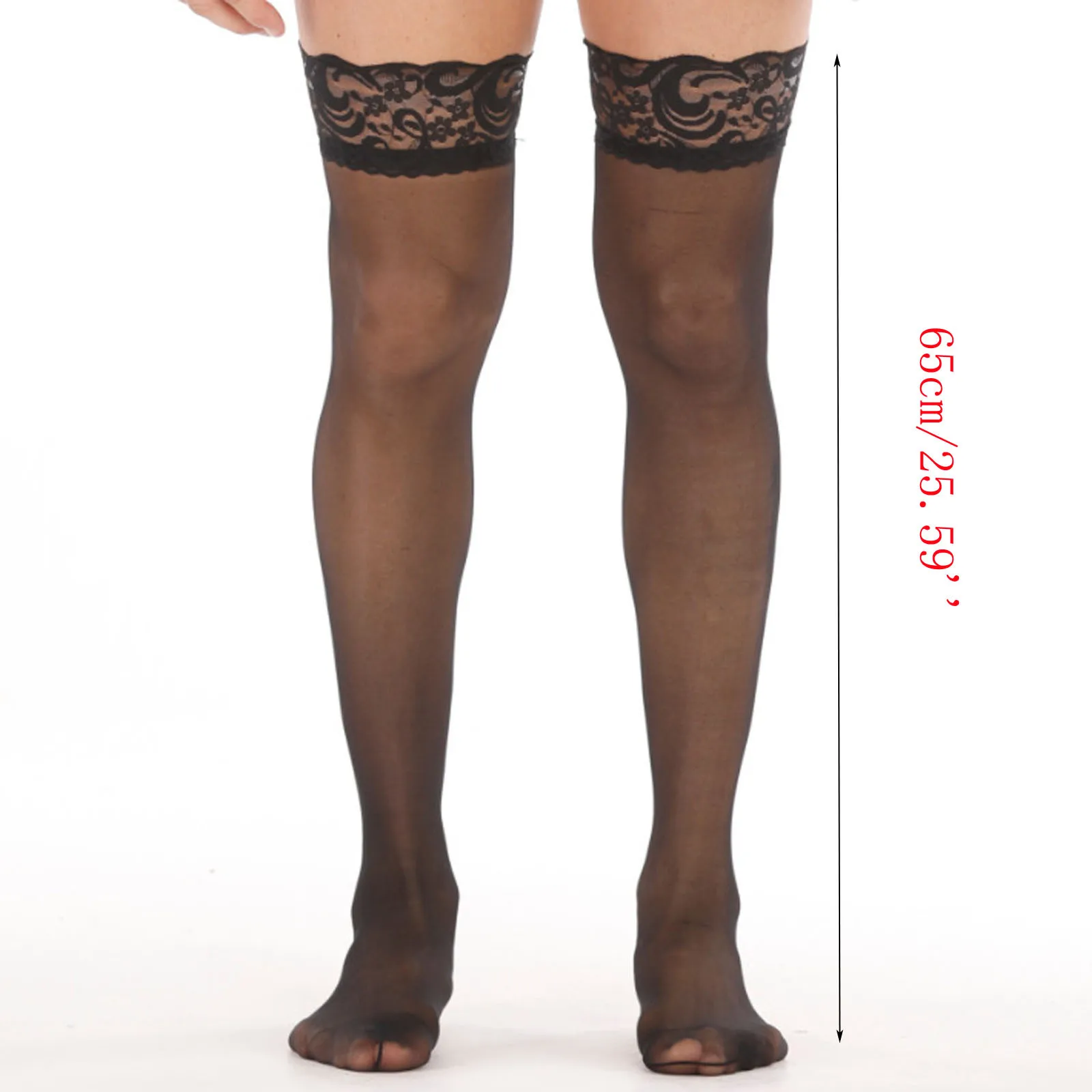 

Adult Men's Lace Stockings Sexy Legs Long Tube Transparent High Thigh High Quality Stocking Fast Shipping Medias de hombre
