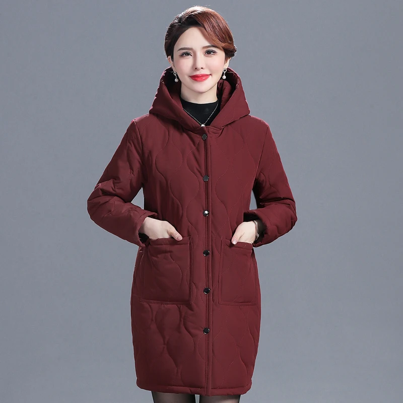 

2021 Winter Woman Parkas Hooded Warm Winter Coat Women Elegant Solid Loose Long Overcoats Female Long Sleeve Outwear Windbreaker