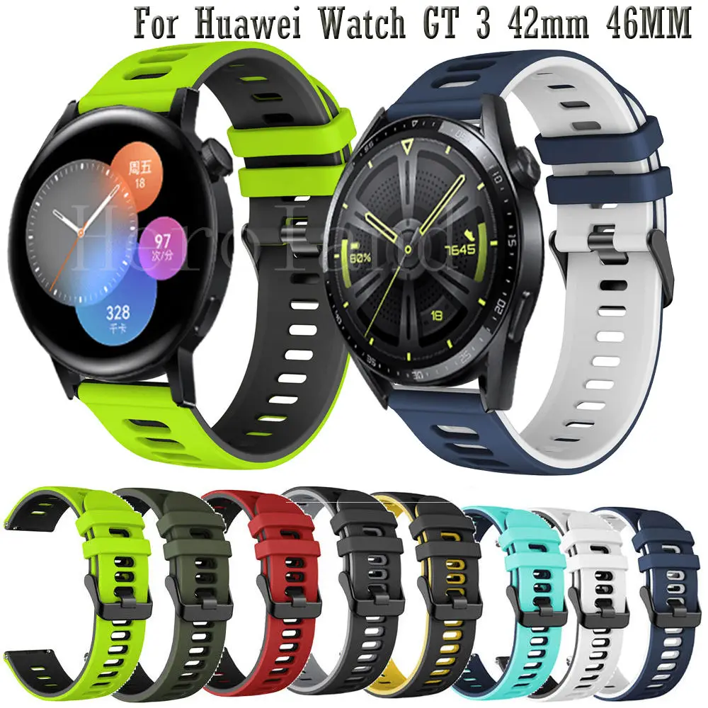 

Silicone Sport 20mm 22mm WatchStrap Band For Huawei Watch GT 3 42mm 46mm GT Runner Smart Watchband Wriststrap Bracelet Wristband