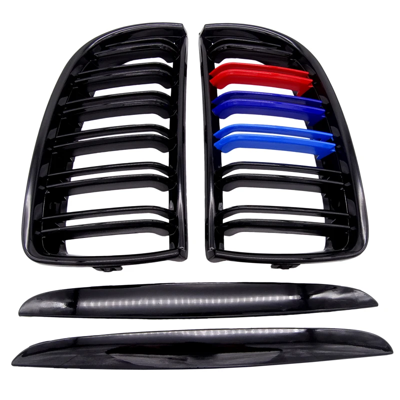 1 пара Автомобильная решетка гриль Передняя почечная Глянцевая 2 линия матовый