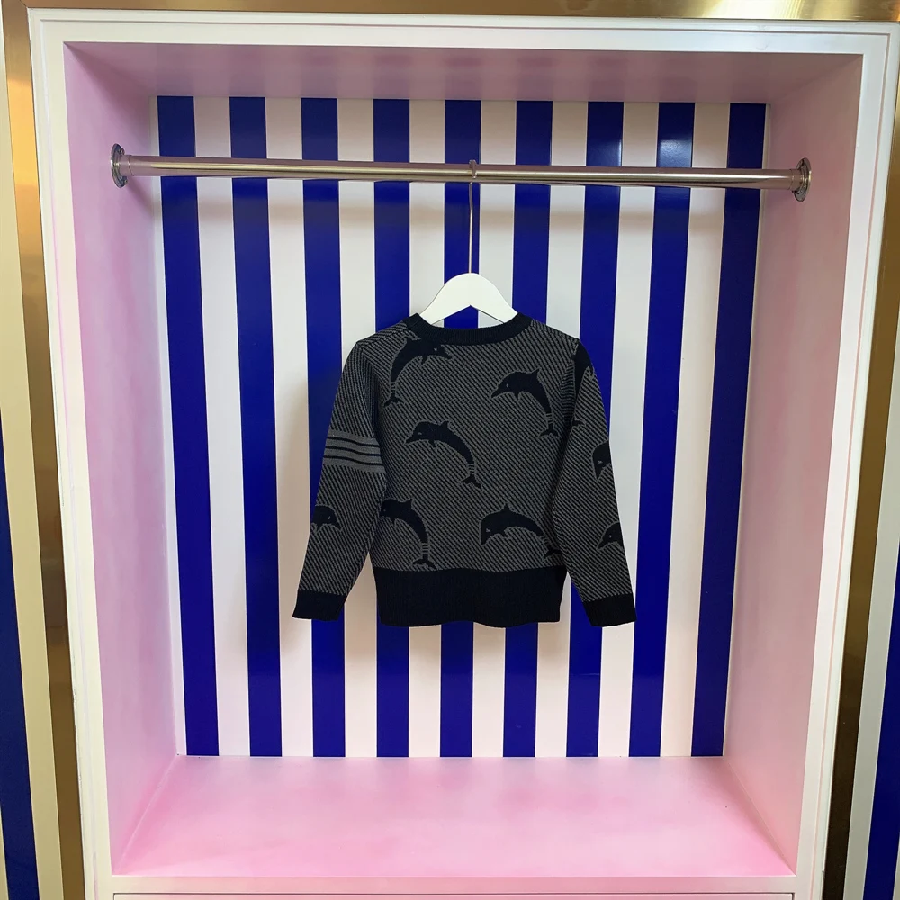 

2021 Korean autumn and winter children's sweater boys and girls children's dolphin long sleeve Pullover knitted children's wear
